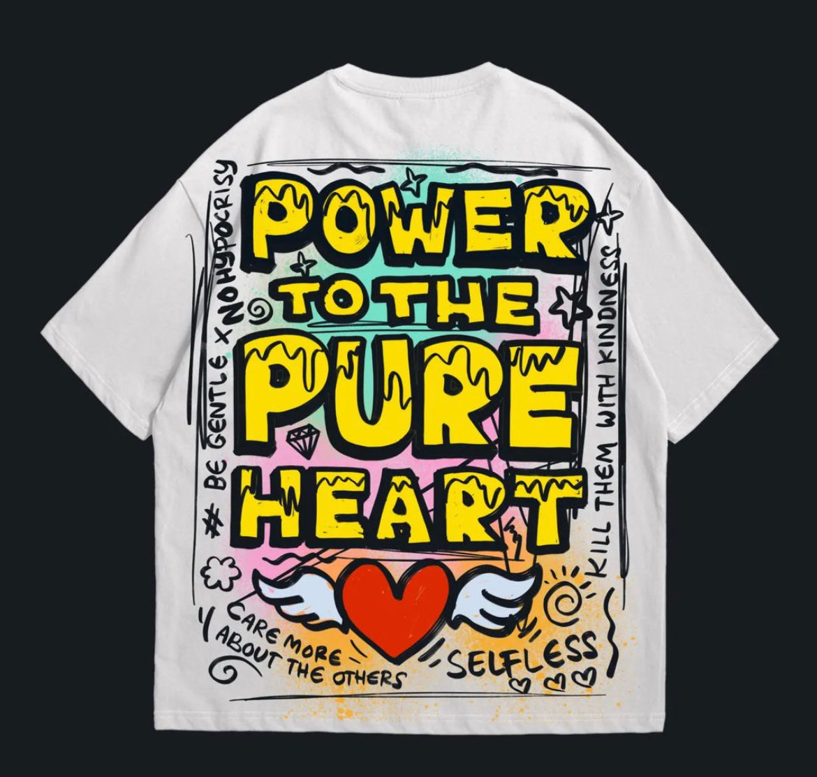 POWER TO THE PURE HEART DROP SHOULDER T-SHIRT